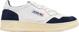 Autry Mens Medalist Low Sneaker In White/blue Leather/suede