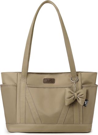 Generic Nylon Laptop Bag Tote Bag College Shoulder Bag for Work (Khaki)