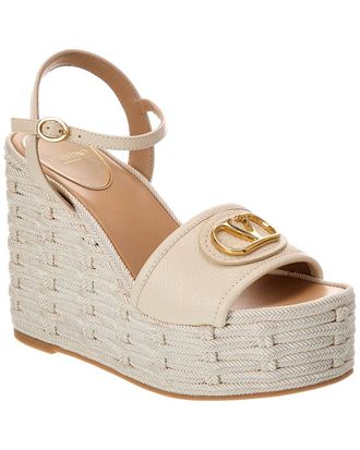 Valentino Vlogo Signature 120 Grainy Leather Wedge Sandal