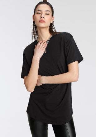 Tamaris Oversize-Shirt TAMARIS, Damen, Gr. 32/34, schwarz, Jersey, Obermaterial: 100% Baumwolle, Basic, weit Po-bedeckend, Rundhals, Shirts Oversize-Shirt, in