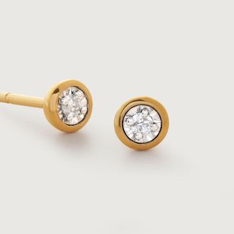 Monica Vinader Gold Solitaire Diamond Small Stud Earrings Lab Grown Diamond