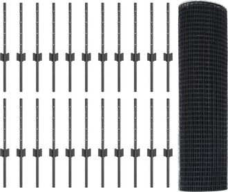 vidaXL Reja Con Postes Gris 0.4 X 50 M Acero Vidaxl