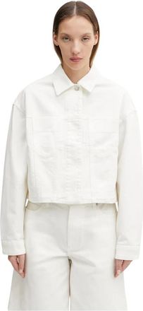 Maison Kitsun&eacute; Denim Boxy Trucker Jacket - Dames - Spijkerjassen - Beige - S - Denim - Jassen