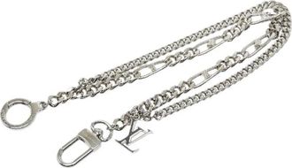 Louis Vuitton Pre-owned Accessories, male, Gray, Size: ONE SIZE Pre-owned Figaro Wallet Chain Bag Charm Double Chain