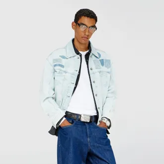 Diesel Denim overshirt with patch effects - Denim Jackets - Unisex - Blue