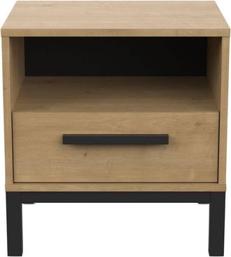 Calicosy Mesilla de noche 1 caj&oacute;n y 1 estante L44,6 cm - Decor roble y negro