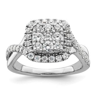 Diamond2Deal 14k White Gold Lab Grown Diamond Engagement Ring 1Ct Clarity- VS Color- G-H