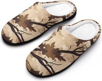 Generic Camouflage Winter Tree Mens House Slippers Memory Foam Washable Cotton Slip on Home Shoes