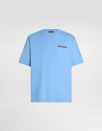 Dolce & Gabbana Cotton T-shirt With Logo - Man T-shirts And Polos Azure 44