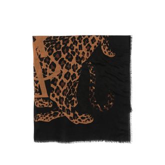 Saint Laurent Leopard-print Frayed Scarf