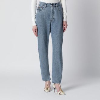 Chlo&eacute; Light indigo high-waisted tapered jeans