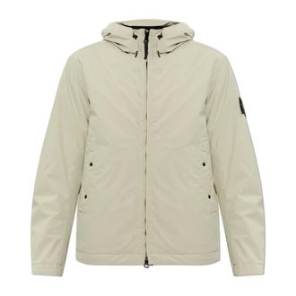 Stone Island Ge&iuml;soleerd jack met capuchon - Heren - Jassen - Grijs - Maat: L Leer