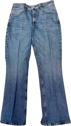 SPRWMN Pre-Loved Womens Classic Ankle Flare Jeans In Blue