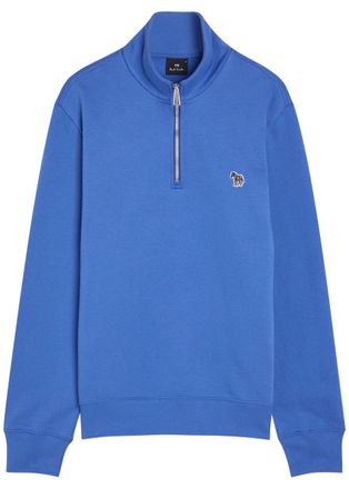 Paul Smith Appliqu&eacute;d Half-zip Cotton Sweatshirt - Blue - Xxl