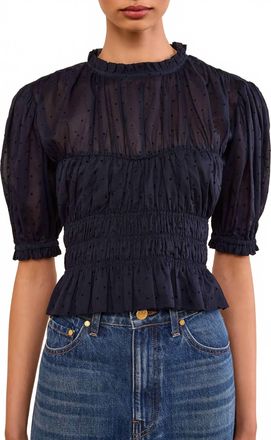 Ulla Johnson Rae Short Sleeve Top In Nightfall