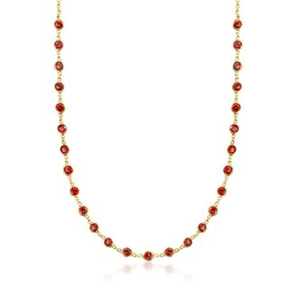 Ross-Simons Bezel-Set Garnet Necklace in 18kt Gold Over Sterling