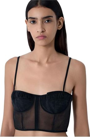 Cecilie Bahnsen Doorschijnende Balconette Bralet met Spaghettibandjes - Dames - Tops zonder mouwen - Zwart - S - Tops
