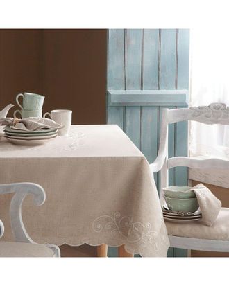 Lenox French Perle Linen Embroidered Tablecloth