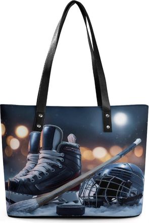 Generic Ice Hockey Player Sports Tote Bags for Women Cute Shoulder Purses Handbags