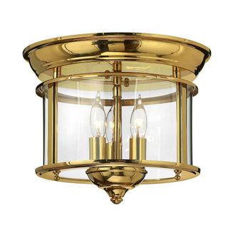 Elstead Lighting Plaf&oacute;n dorado con cristal estilo cl&aacute;sico redondo 3 luces