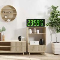 OEM Reloj De Pared Digital Led Grande Con Indicador De Temperatura Y Humedad Interior - Ideal Para Casas De Campo, Aulas, Oficinas - Verde - Otro
