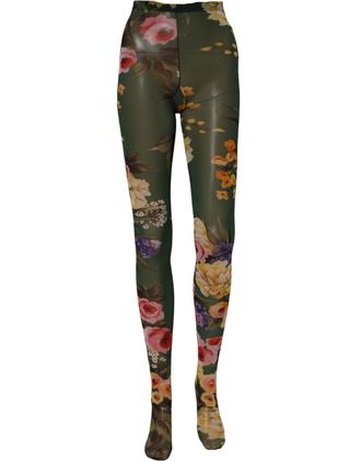 Dolce & Gabbana Floral Print Nylon Tights - Green