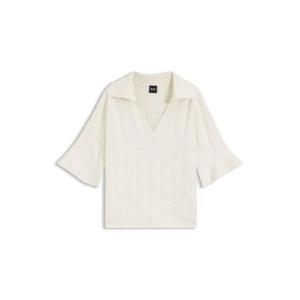 BOSS Check-texture sweater with Johnny collar
