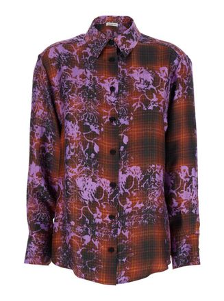 Mantero 1902 Ava Multicolor Shirt With Classic Collar And All-Over Print In Silk Woman