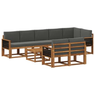 vidaXL Conjunto De Sof&aacute;s De Exterior 9 Pcs Natural Y Antracita Vidaxl
