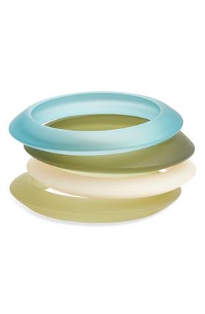 Open Edit Set of 4 Ombr&eacute; Resin Bangle Bracelets in Green Ombre at Nordstrom