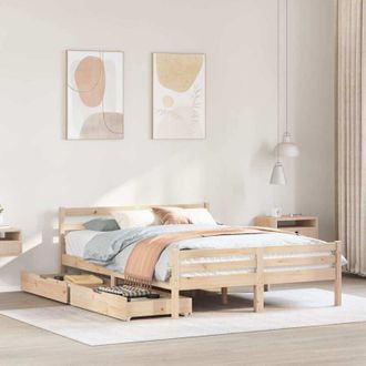 vidaXL Estructura De Cama Sin Colch&oacute;n Madera Maciza De Pino 140x190 Cm Vidaxl