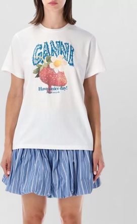 Ganni organic cotton strawberry print t-shirt