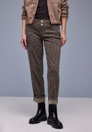 Street One Straight-Jeans STREET ONE Style Amalia, Damen, Gr. 27, L&auml;nge 28, leo print washed, Denim/Jeans, Obermaterial: 81% Baumwolle, 17% Polyester, 2% Elastha