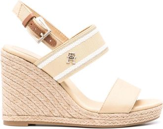 Tommy Hilfiger Webbing 105mm wedge espadrilles - women - Leather - 41 - Neutrals