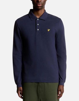 Lyle & Scott Mens Lyle and Scott Mens Polo Shirt LP400VOG Long Sleeve Summer Casual Cotton Tee - Navy - Size: 36