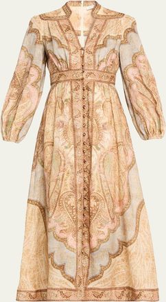 Zimmermann Wanderlust Plunge Midi Dress