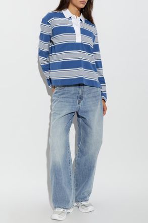 Rag & Bone Long Sleeve Polo, Womens, Blue