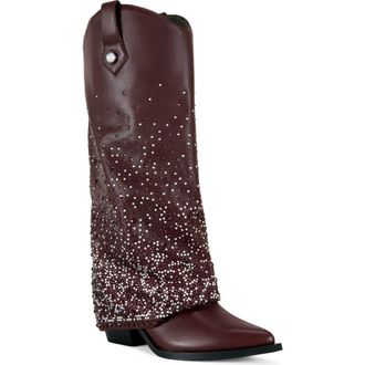 Azalea Wang Beth Stud Western Boot in Brown at Nordstrom Rack, Size 6