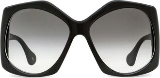 Gucci logo-embellished oversized sunglasses - women - Acetate - 62 - Black