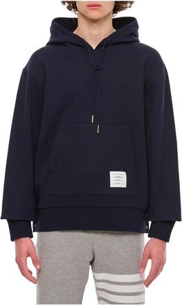 Thom Browne Logo Patch Hoodie - Heren - Hoodies - Blauw - S - Katoen - Hoodies & sweatvesten