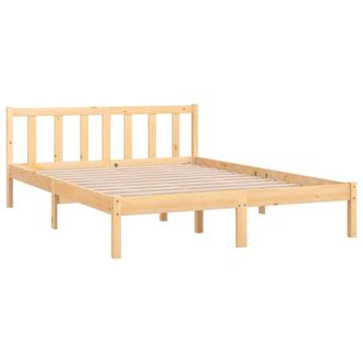 Berkfield Home Modern Bed Frame Solid Pinewood 140x190 cm in Light Tan