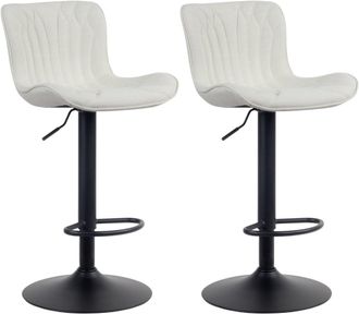 Clp Set de 2 Taburetes de bar regulable en Tela Crema