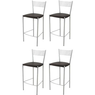 Tommychairs Tommychairs - Set 4 sgabelli alti modello Elegance per cucina e bar, struttura in acciaio verniciata colore alluminio e seduta imbottita e