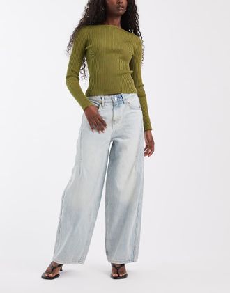 Motel jeans ampi a vita bassa in breeze blue