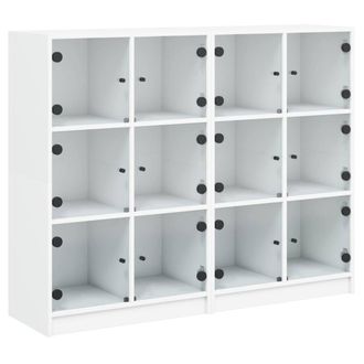 Berkfield Home Bookcase with Doors White 136x37x109 cm Engineered Wood | Size: 136 x 37 x 109 cm