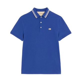 Valentino Tops, Heren, Blauw, S, Katoen, Piqu&eacute; polo shirt van katoen met Vlogo-patch