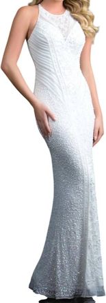 Scala Beaded Evening Gown In Ivory