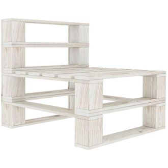 vidaXL Vidaxl - Divano Centrale da Giardino su Pallet in Legno Bianco