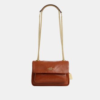 Coach Womens Elodie Crossbody Bag 18 With Quilting - Brown Leather - One Size