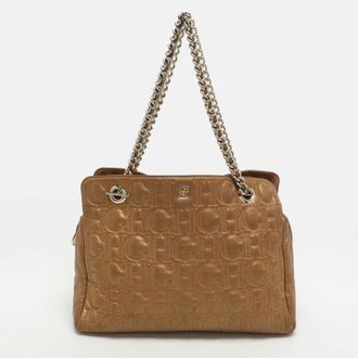 Carolina Herrera Gold Leather Tote